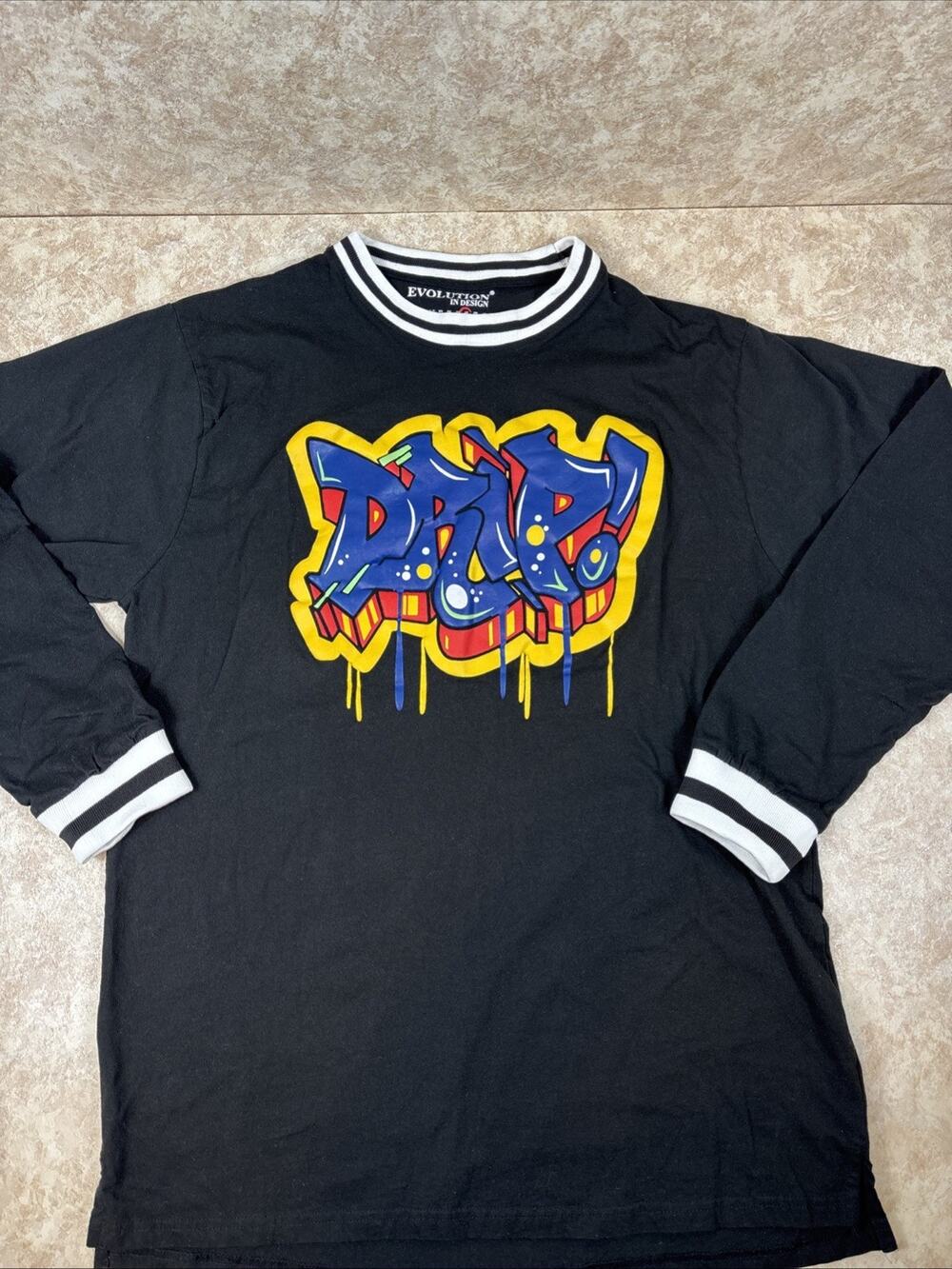 Evolution in Design Long Sleeve T-Shirt "DRIP" 4X Black Streetwear Hip Hop JJT